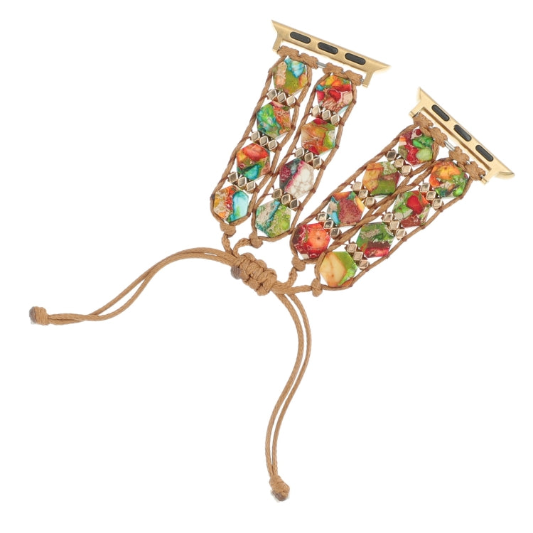 For Apple Watch SE 40mm Hexagonal Stones Drawstring Chain Watch Band(Colorful) - Watch Bands by PMC TechLife | Online Shopping South Africa | PMC TechLife