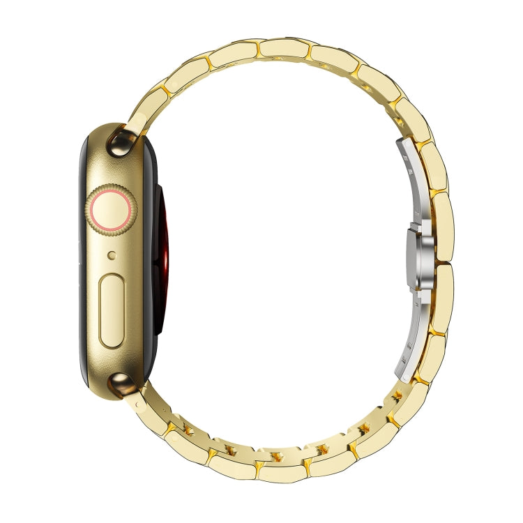 For Apple Watch Series 4 40mm Butterfly Buckle 5-Beads Metal Watch Band(Silver White) - Watch Bands by PMC TechLife | Online Shopping South Africa | PMC TechLife