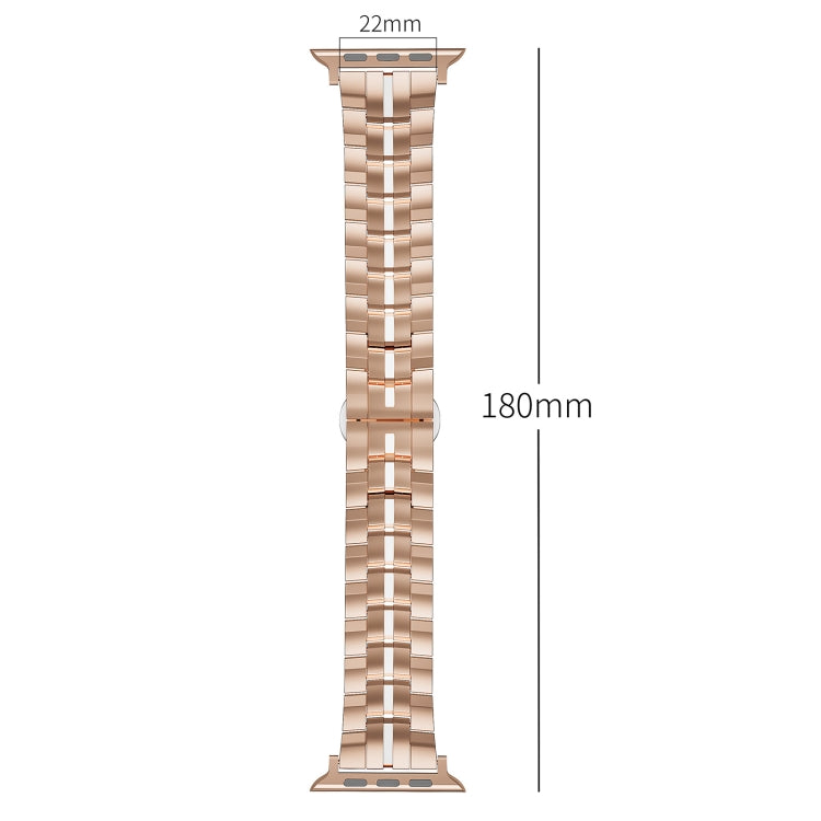 For Apple Watch SE 2022 40mm Butterfly Buckle 5-Beads Metal Watch Band(Silver White) - Watch Bands by PMC TechLife | Online Shopping South Africa | PMC TechLife