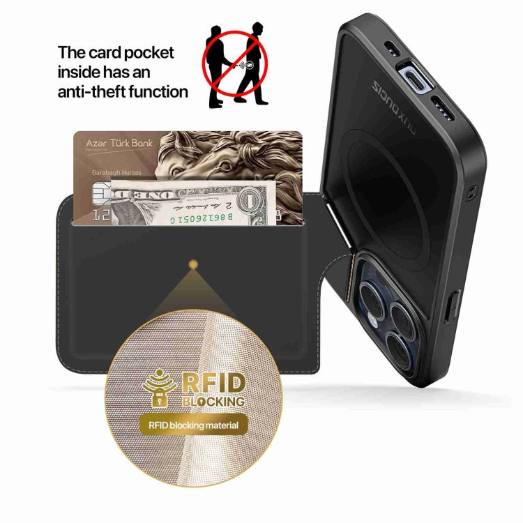 For iPhone 15 Pro Max DUX DUCIS Rafi II Series MagSafe Magnetic Holder RFID Phone Case(Black) - iPhone 15 Pro Max Cases by DUX DUCIS | Online Shopping South Africa | PMC Jewellery | Buy Now Pay Later Mobicred