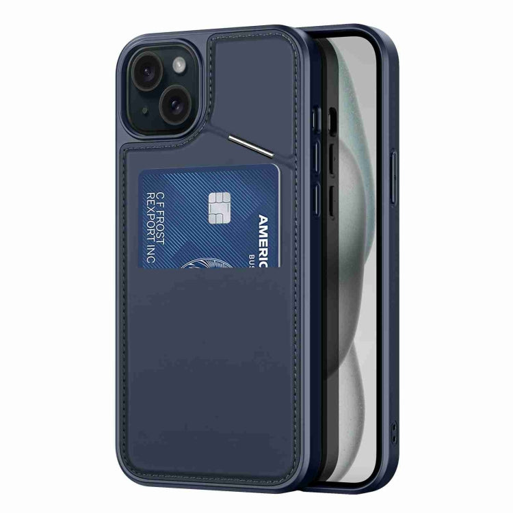 For iPhone 15 DUX DUCIS Rafi II Series MagSafe Magnetic Holder RFID Phone Case(Blue) - iPhone 15 Cases by DUX DUCIS | Online Shopping South Africa | PMC Jewellery | Buy Now Pay Later Mobicred