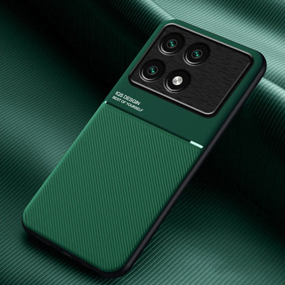 For Xiaomi Redmi K70 Classic Tilt Strip Grain Magnetic Shockproof PC + TPU Phone Case(Green) - K70 Cases by PMC Jewellery | Online Shopping South Africa | PMC Jewellery | Buy Now Pay Later Mobicred