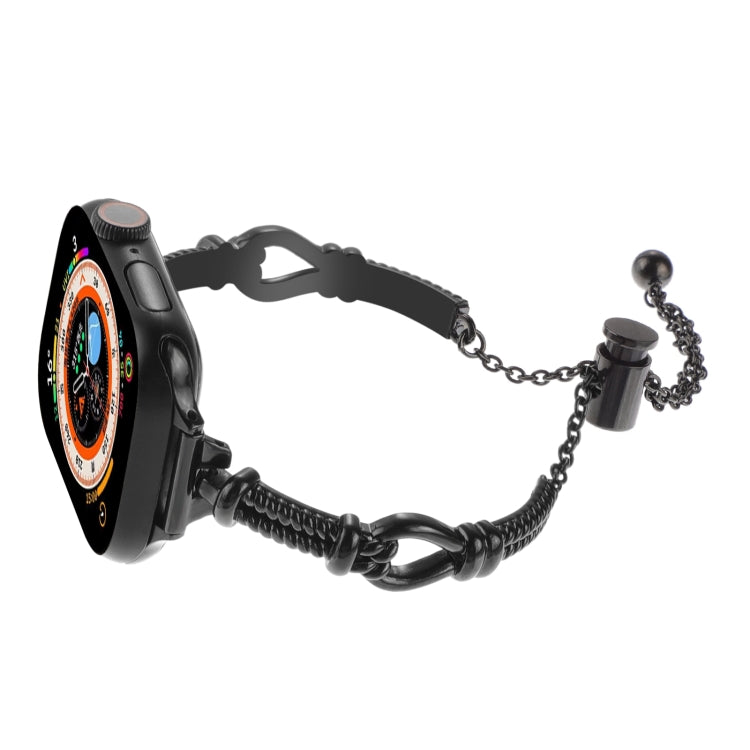 For Apple Watch Ultra 2 49mm Twist Metal Bracelet Chain Watch Band(Black) - Watch Bands by PMC TechLife | Online Shopping South Africa | PMC TechLife
