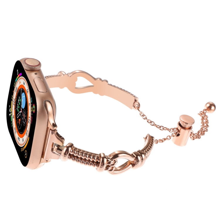 For Apple Watch Series 9 45mm Twist Metal Bracelet Chain Watch Band(Rose Gold) - Watch Bands by PMC Jewellery | Online Shopping South Africa | PMC Jewellery