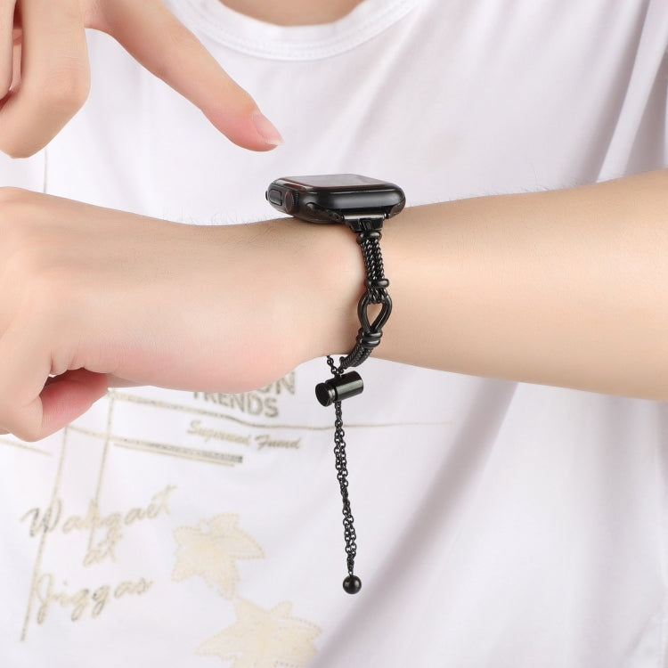 For Apple Watch Ultra 49mm Twist Metal Bracelet Chain Watch Band(Black) - Watch Bands by PMC TechLife | Online Shopping South Africa | PMC TechLife
