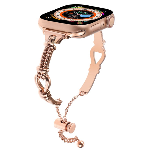 For Apple Watch Ultra 49mm Twist Metal Bracelet Chain Watch Band(Rose Gold) - Watch Bands by PMC Jewellery | Online Shopping South Africa | PMC Jewellery