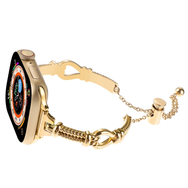 For Apple Watch Series 8 45mm Twist Metal Bracelet Chain Watch Band(Gold) - Watch Bands by PMC TechLife | Online Shopping South Africa | PMC TechLife