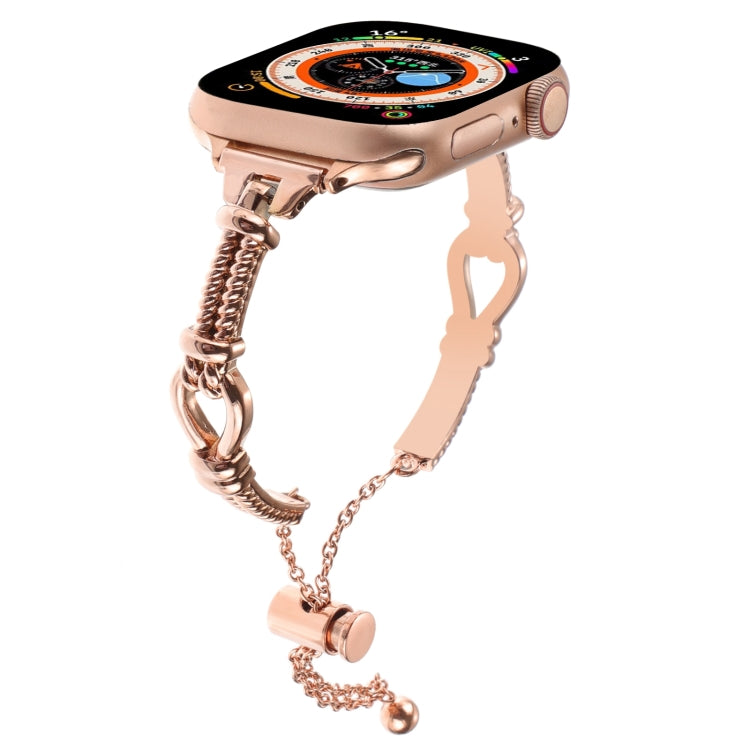 For Apple Watch Series 8 45mm Twist Metal Bracelet Chain Watch Band(Rose Gold) - free shipping - PMC TechLife - Order now!