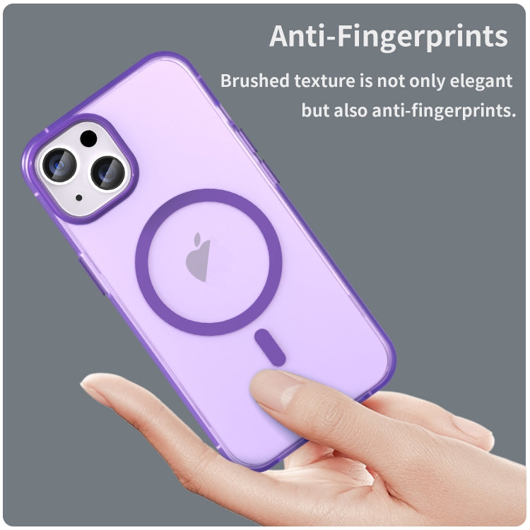 For iPhone 14 MagSafe Frosted Translucent TPU + PC Full Coverage Phone Case(Dark Purple) - iPhone 14 Cases by PMC Jewellery | Online Shopping South Africa | PMC Jewellery