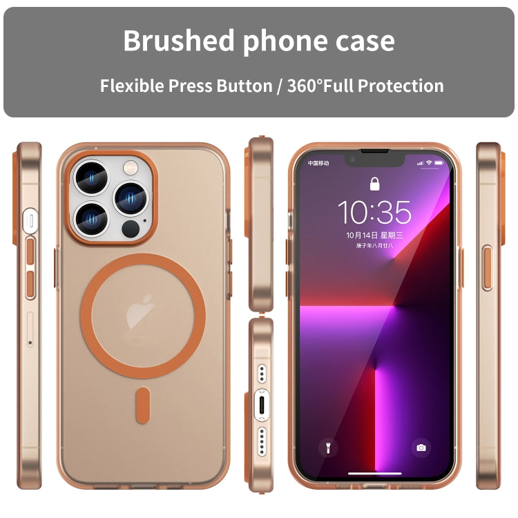 For iPhone 13 Pro MagSafe Frosted Translucent TPU + PC Full Coverage Phone Case(Orange) - iPhone 13 Pro Cases by PMC Jewellery | Online Shopping South Africa | PMC Jewellery