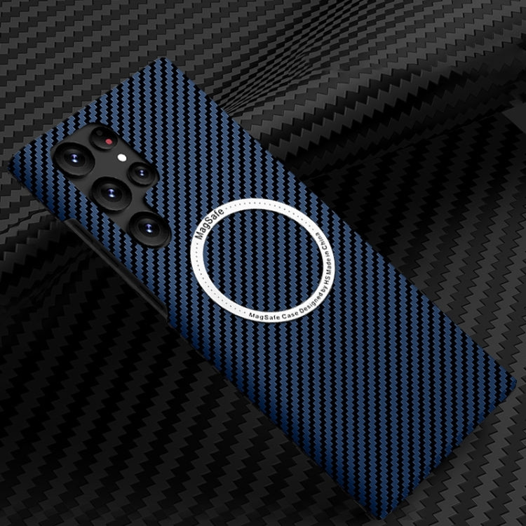 For Samsung Galaxy S25 Ultra 5G Carbon Fiber Texture MagSafe Magnetic Phone Case(Blue) - Galaxy S25 Ultra 5G Cases by PMC Jewellery | Online Shopping South Africa | PMC Jewellery | Buy Now Pay Later Mobicred