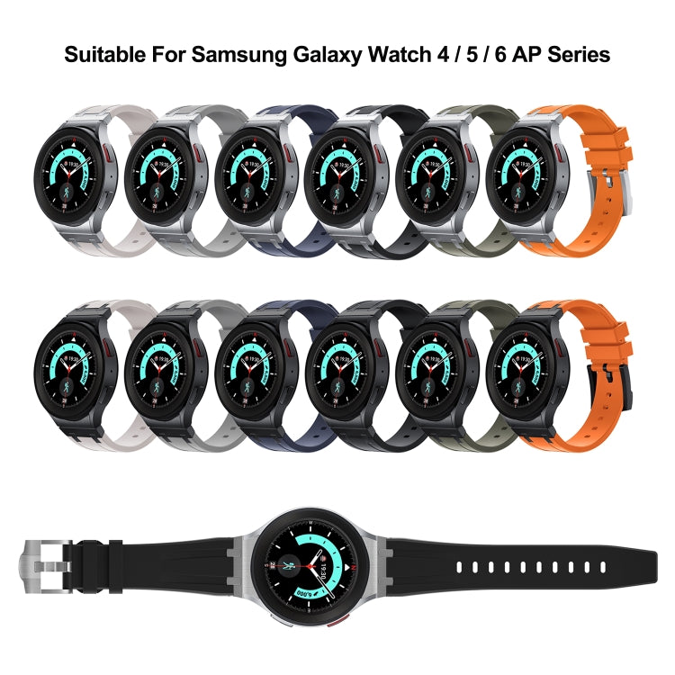 For Samsung Galaxy watch 4 / 5 / 6 AP Series Liquid Silicone Watch Band(Silver Black) - Watch Bands by PMC Jewellery | Online Shopping South Africa | PMC Jewellery