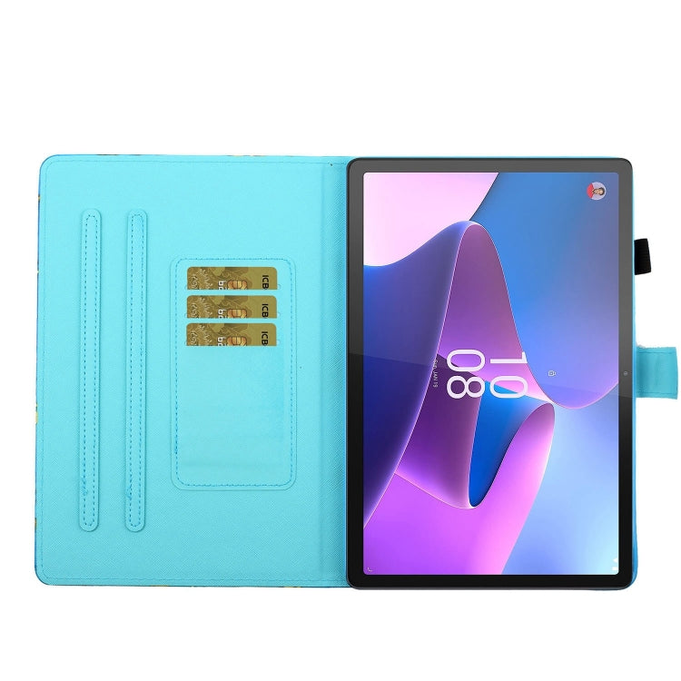 For Lenovo Tab P12 2023 / TB370FU Coloured Drawing Stitching Smart Leather Tablet Case(Green Butterfly) - Lenovo by PMC TechLife | Online Shopping South Africa | PMC TechLife | Buy Now Pay Later Mobicred