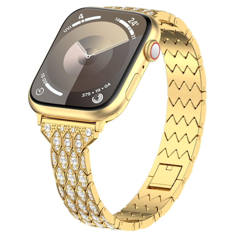 For Apple Watch Series 9 41mm Devil Eye Diamond Bracelet Metal Watch Band(Gold) - Watch Bands by PMC TechLife | Online Shopping South Africa | PMC TechLife