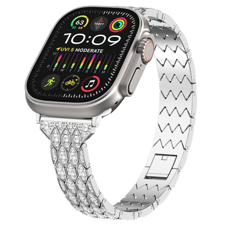 For Apple Watch Ultra 49mm Devil Eye Diamond Bracelet Metal Watch Band(Silver) - Watch Bands by PMC TechLife | Online Shopping South Africa | PMC TechLife