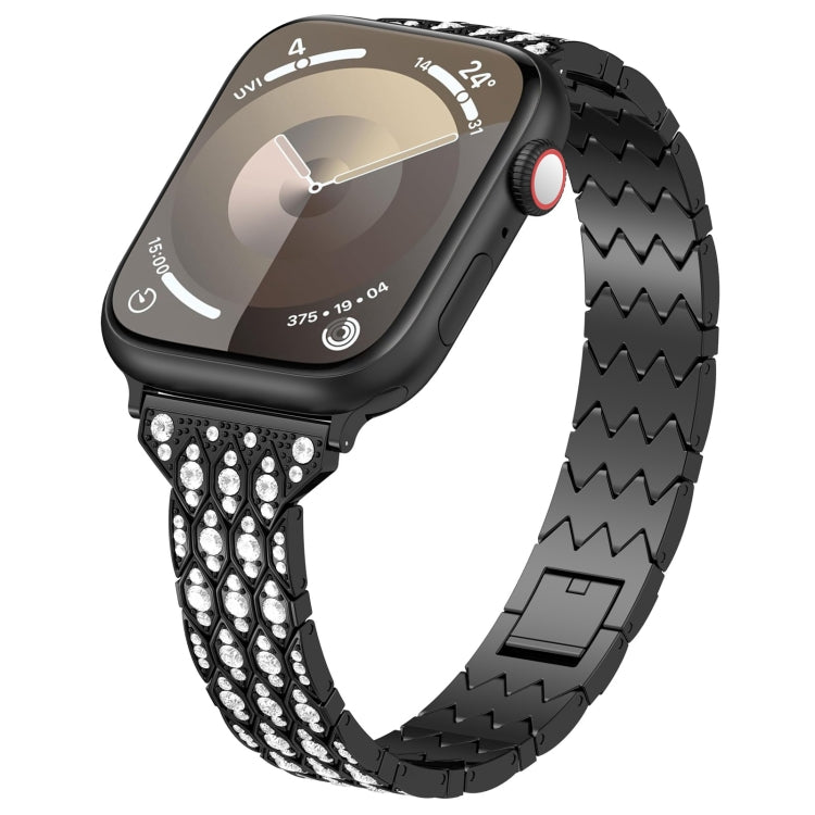 For Apple Watch Series 8 45mm Devil Eye Diamond Bracelet Metal Watch Band(Black) - Watch Bands by PMC TechLife | Online Shopping South Africa | PMC TechLife