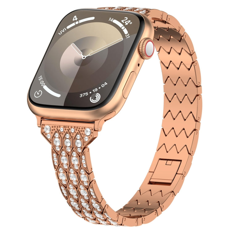 For Apple Watch Series 8 45mm Devil Eye Diamond Bracelet Metal Watch Band(Rose Gold) - Watch Bands by PMC TechLife | Online Shopping South Africa | PMC TechLife