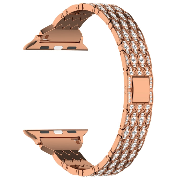 For Apple Watch Series 8 45mm Devil Eye Diamond Bracelet Metal Watch Band(Rose Gold) - Watch Bands by PMC Jewellery | Online Shopping South Africa | PMC Jewellery