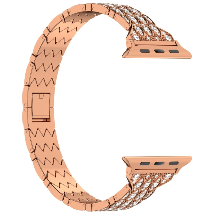 For Apple Watch 42mm Devil Eye Diamond Bracelet Metal Watch Band(Rose Gold) - Watch Bands by PMC TechLife | Online Shopping South Africa | PMC TechLife