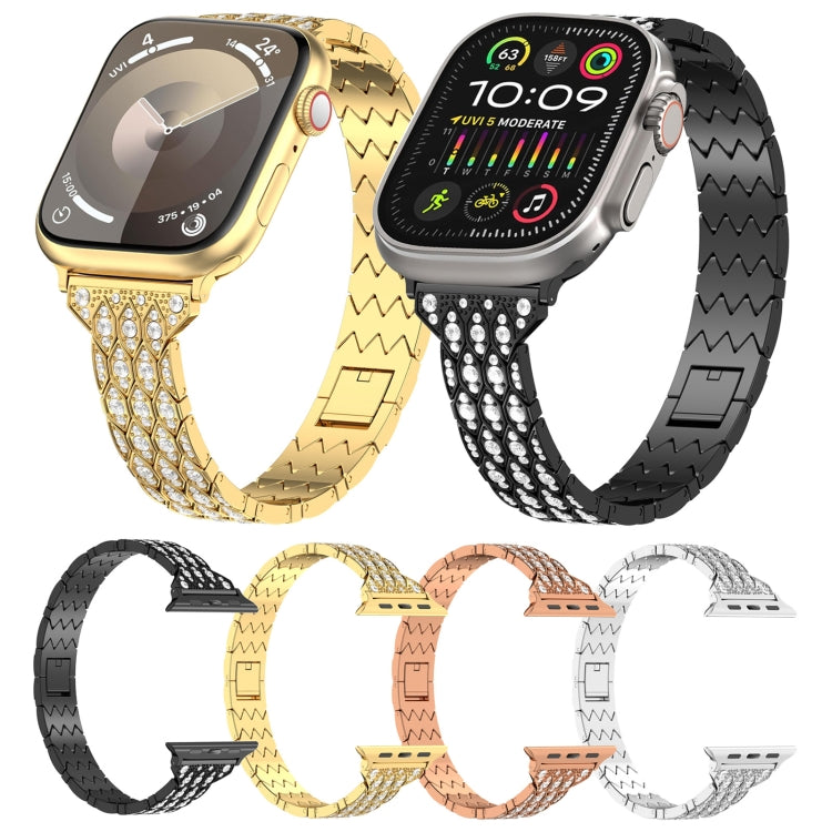 For Apple Watch Series 3 38mm Devil Eye Diamond Bracelet Metal Watch Band(Gold) - Watch Bands by PMC Jewellery | Online Shopping South Africa | PMC Jewellery