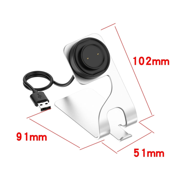 For Amazfit Bip 5 Unity A2324 Portable Magnetic Aluminum Alloy Charger Holder(Silver) - Charger by PMC TechLife | Online Shopping South Africa | PMC TechLife | Buy Now Pay Later Mobicred