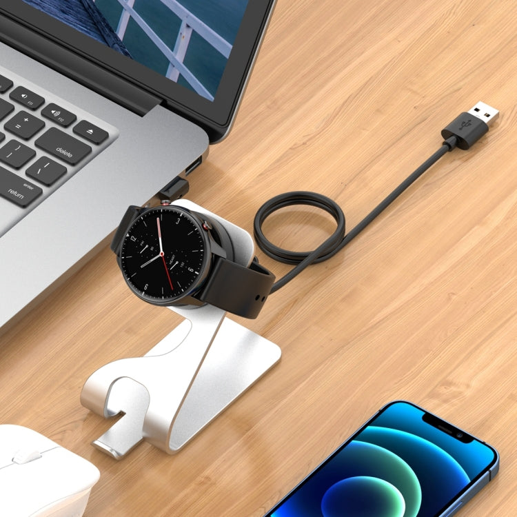 For Amazfit Bip 5 Unity A2324 Portable Magnetic Aluminum Alloy Charger Holder(Silver) - Charger by PMC TechLife | Online Shopping South Africa | PMC TechLife | Buy Now Pay Later Mobicred