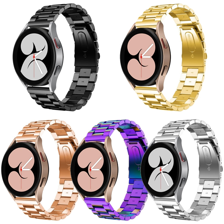 For Samsung Galaxy Watch6 / 6 Classic Flat Head Three-bead Stainless Steel Watch Band(Silver) - Watch Bands by PMC TechLife | Online Shopping South Africa | PMC TechLife