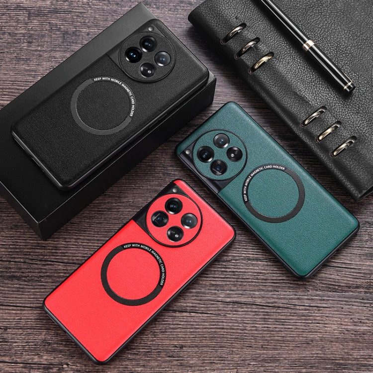 For OnePlus 12 PU MagSafe Magnetic Phone Case(Black) - OnePlus Cases by PMC TechLife | Online Shopping South Africa | PMC TechLife | Buy Now Pay Later Mobicred