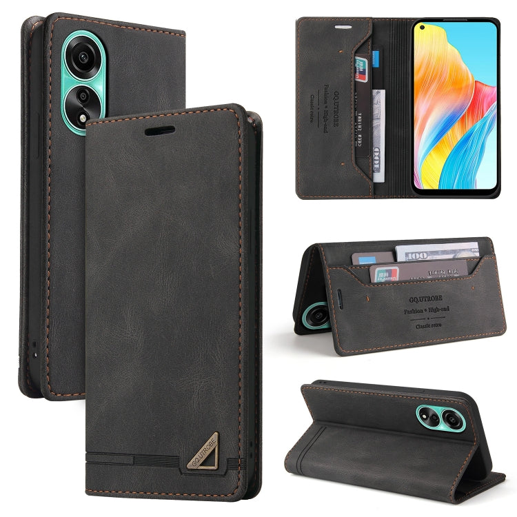 For OPPO A78 4G Skin Feel Anti-theft Brush Horizontal Flip Leather Case with Holder(Black) - OPPO Cases by PMC TechLife | Online Shopping South Africa | PMC TechLife