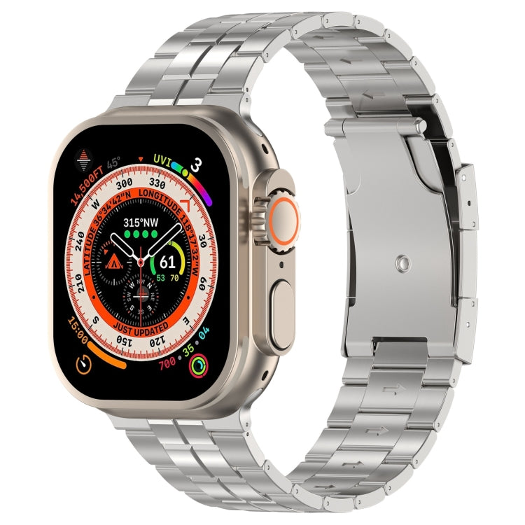 For Apple Watch Ultra 2 49mm Tortoise Buckle Titanium Steel Watch Band(Silver) - Watch Bands by PMC Jewellery | Online Shopping South Africa | PMC Jewellery