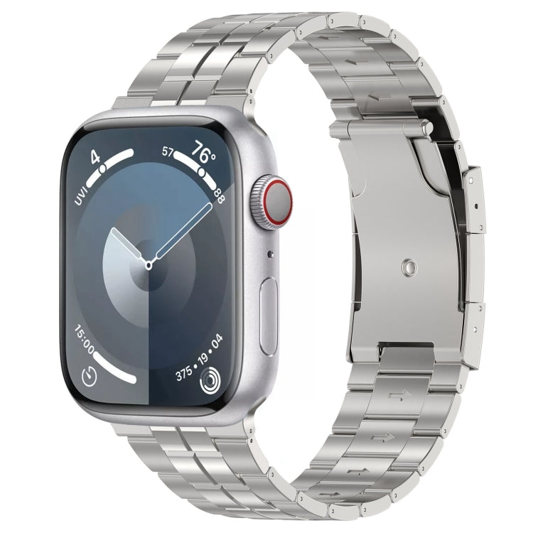 For Apple Watch Series 8 41mm Tortoise Buckle Titanium Steel Watch Band(Silver) - Watch Bands by PMC TechLife | Online Shopping South Africa | PMC TechLife