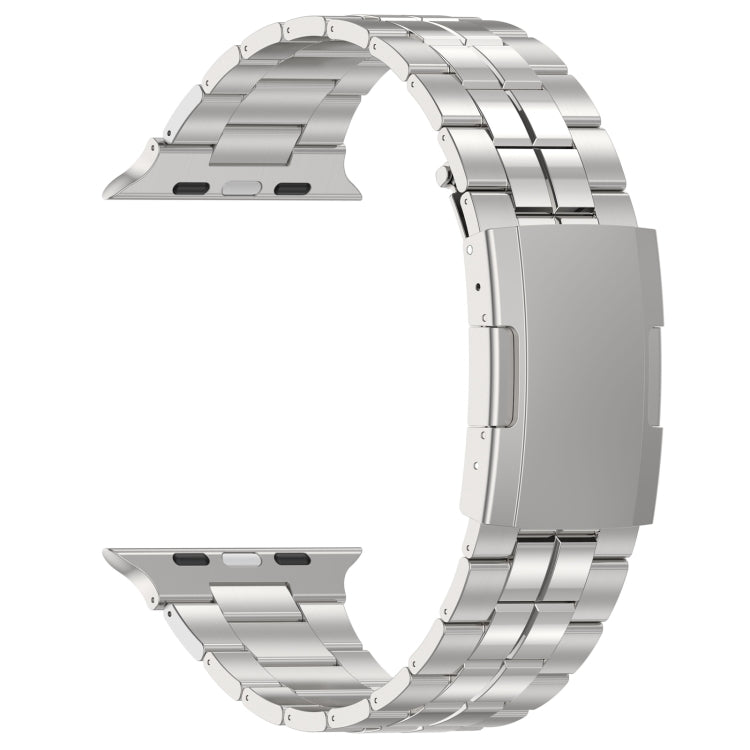 For Apple Watch Series 8 41mm Tortoise Buckle Titanium Steel Watch Band(Silver) - Watch Bands by PMC TechLife | Online Shopping South Africa | PMC TechLife