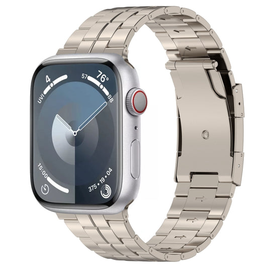 For Apple Watch Series 8 45mm Tortoise Buckle Titanium Steel Watch Band(Starlight) - Watch Bands by PMC Jewellery | Online Shopping South Africa | PMC Jewellery