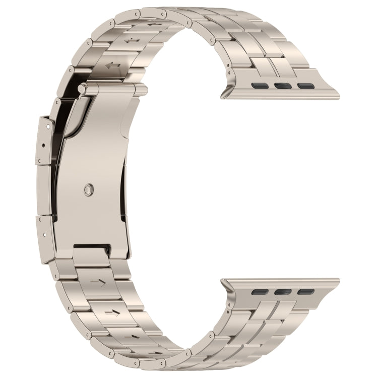 For Apple Watch Series 8 45mm Tortoise Buckle Titanium Steel Watch Band(Starlight) - Watch Bands by PMC TechLife | Online Shopping South Africa | PMC TechLife