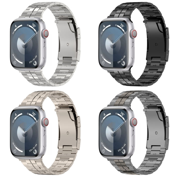 For Apple Watch SE 44mm Tortoise Buckle Titanium Steel Watch Band(Starlight) - Watch Bands by PMC TechLife | Online Shopping South Africa | PMC TechLife