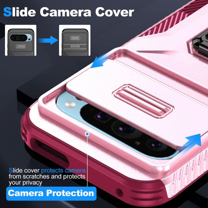 For Google Pixel 9 / Pixel 9 Pro Sliding Camshield Holder Phone Case(Pink + Rose Red) - Google Cases by PMC Jewellery | Online Shopping South Africa | PMC Jewellery | Buy Now Pay Later Mobicred