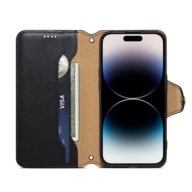 For iPhone 15 Pro Max Denior Cowhide Texture Wallet Style Leather Phone Case(Black) - iPhone 15 Pro Max Cases by Denior | Online Shopping South Africa | PMC Jewellery | Buy Now Pay Later Mobicred