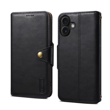 For iPhone 16 Plus Denior Cowhide Texture Wallet Style Leather Phone Case(Black) - iPhone 16 Plus Cases by Denior | Online Shopping South Africa | PMC Jewellery | Buy Now Pay Later Mobicred