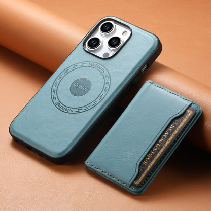 For iPhone 15 Plus Denior Cowhide Texture Leather MagSafe Detachable Wallet Phone Case(Blue) - iPhone 15 Plus Cases by Denior | Online Shopping South Africa | PMC Jewellery | Buy Now Pay Later Mobicred