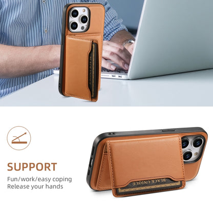 For iPhone 14 Denior Cowhide Texture Leather MagSafe Detachable Wallet Phone Case(Khaki) - iPhone 14 Cases by Denior | Online Shopping South Africa | PMC Jewellery | Buy Now Pay Later Mobicred