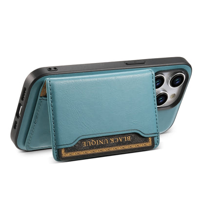 For iPhone 14 Pro Max Denior Cowhide Texture Leather MagSafe Detachable Wallet Phone Case(Blue) - iPhone 14 Pro Max Cases by Denior | Online Shopping South Africa | PMC Jewellery | Buy Now Pay Later Mobicred