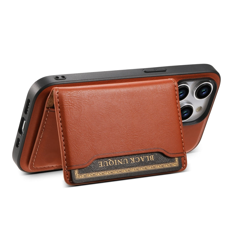 For iPhone 13 Denior Cowhide Texture Leather MagSafe Detachable Wallet Phone Case(Brown) - iPhone 13 Cases by Denior | Online Shopping South Africa | PMC Jewellery | Buy Now Pay Later Mobicred