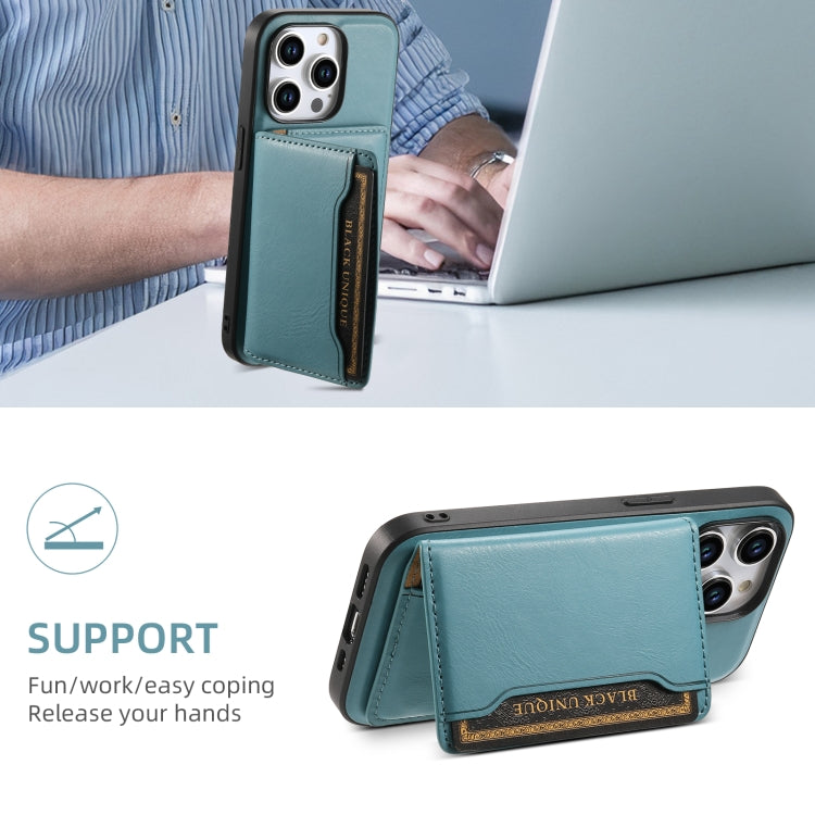 For iPhone 12 Denior Cowhide Texture Leather MagSafe Detachable Wallet Phone Case(Blue) - iPhone 12 / 12 Pro Cases by Denior | Online Shopping South Africa | PMC Jewellery | Buy Now Pay Later Mobicred