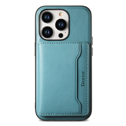 For iPhone 12 Pro Max Denior Cowhide Texture Leather MagSafe Detachable Wallet Phone Case(Blue) - iPhone 12 Pro Max Cases by Denior | Online Shopping South Africa | PMC Jewellery | Buy Now Pay Later Mobicred