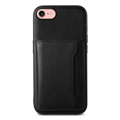 For iPhone SE 2022/2020/8/7 Denior Cowhide Texture Leather MagSafe Detachable Wallet Phone Case(Black) - iPhone SE 2022 / 2020 / 8 / 7 Cases by Denior | Online Shopping South Africa | PMC Jewellery | Buy Now Pay Later Mobicred