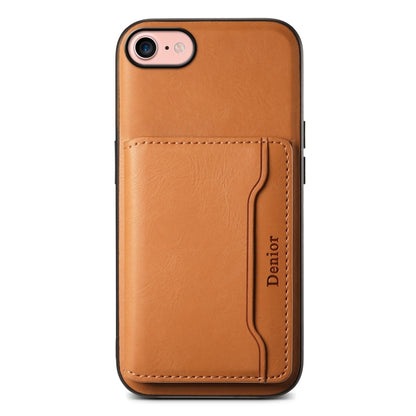 For iPhone SE 2022/2020/8/7 Denior Cowhide Texture Leather MagSafe Detachable Wallet Phone Case(Khaki) - iPhone SE 2022 / 2020 / 8 / 7 Cases by Denior | Online Shopping South Africa | PMC Jewellery | Buy Now Pay Later Mobicred