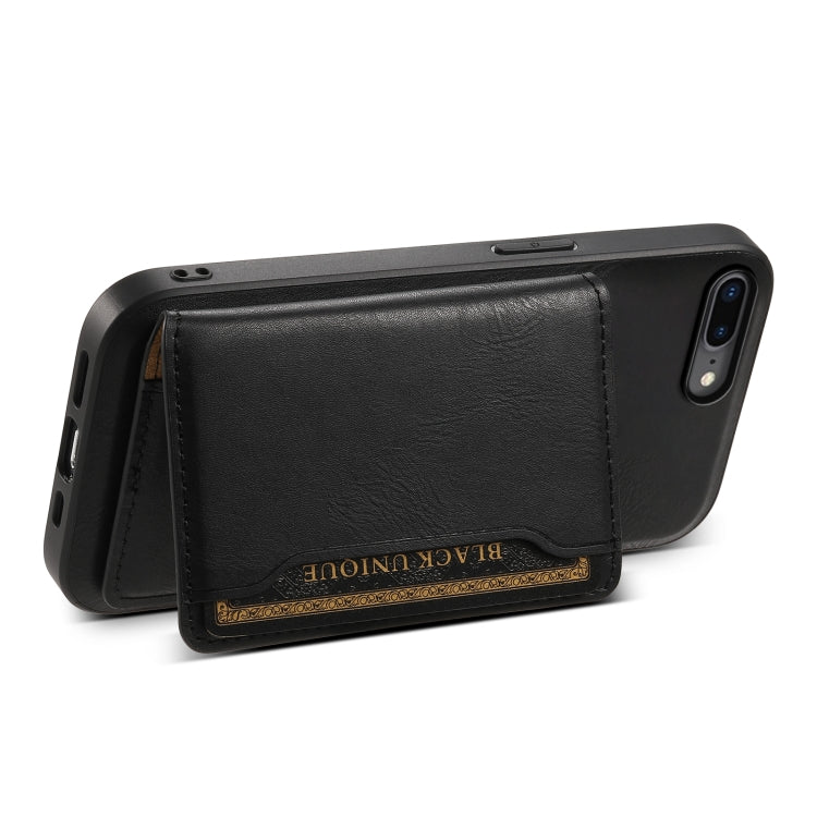 For iPhone 8 Plus/7 Plus Denior Cowhide Texture Leather MagSafe Detachable Wallet Phone Case(Black) - More iPhone Cases by Denior | Online Shopping South Africa | PMC Jewellery | Buy Now Pay Later Mobicred