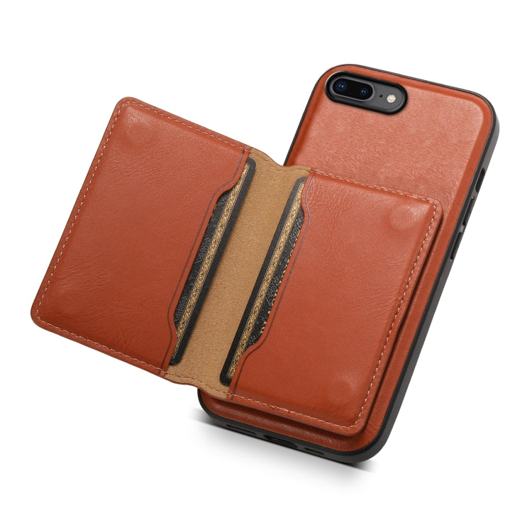 For iPhone 8 Plus/7 Plus Denior Cowhide Texture Leather MagSafe Detachable Wallet Phone Case(Brown) - More iPhone Cases by Denior | Online Shopping South Africa | PMC Jewellery | Buy Now Pay Later Mobicred