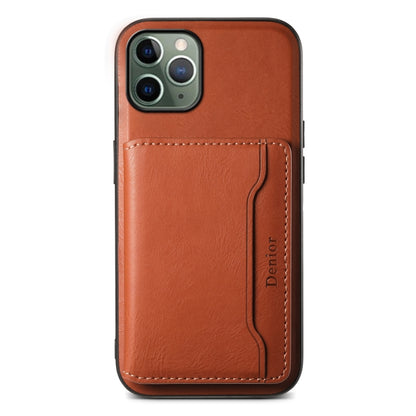 For iPhone 11 Pro Denior Cowhide Texture Leather MagSafe Detachable Wallet Phone Case(Brown) - iPhone 11 Pro Cases by Denior | Online Shopping South Africa | PMC Jewellery | Buy Now Pay Later Mobicred