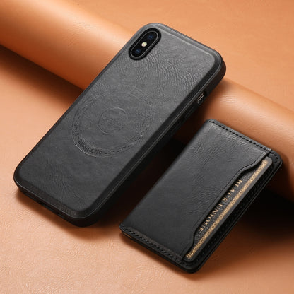 For iPhone X / XS Denior Cowhide Texture Leather MagSafe Detachable Wallet Phone Case(Black) - More iPhone Cases by Denior | Online Shopping South Africa | PMC Jewellery | Buy Now Pay Later Mobicred